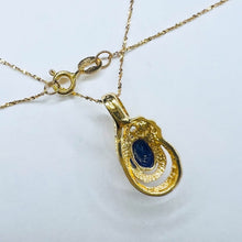 Load image into Gallery viewer, 10k Yellow Gold 1/2ct Natural Blue Sapphire Diamond Necklace 16" Solid 417 Gold