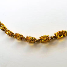 Load image into Gallery viewer, Estate 10k Yellow Gold Natural Citrine Tennis Bracelet 7.15"L Bismark Link Chain 2.2g November Birthstone Bracelet Anniversary Gift for Wife