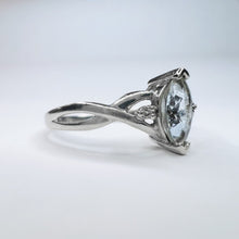 Load image into Gallery viewer, 10k White Gold Aquamarine 1/2 CT T.W. Diamond Engagement Ring Set Twist Sz 7