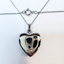 Load image into Gallery viewer, 14k White Gold Heart Photo Locket Necklace Natural Diamond Necklace 18.5" 2.3g