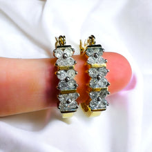 Load image into Gallery viewer, REAL 14k YELLOW GOLD 1.2CTTW 22mm Channel Set NATURAL DIAMOND Hoop Earrings 4.5g