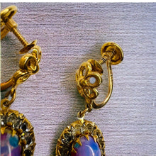 Load image into Gallery viewer, Antique 10k Gold Pink Opal Earrings Victorian Screwback Dangle Claw Prong 2.8g