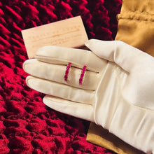 Load image into Gallery viewer, Natural Ruby Earrings 14k Gold 2.5 Carat T.W. J Hook Half Hoops Christmas Gift