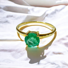 Load image into Gallery viewer, 10k Gold Natural Emerald Ring Size 8.25 Round Cut 1/2 Carat Solitaire Ring 1.1g