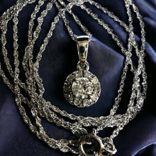 Load image into Gallery viewer, 14k White Gold .25ctw Natural Diamond Necklace 18" 10k Gold Cluster Pendant 1.2g