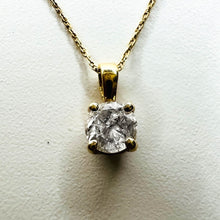 Load image into Gallery viewer, REAL 14k YELLOW GOLD 1/3ct Natural Diamond Solitaire Necklace 19" Solid Gold 585
