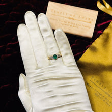 Load image into Gallery viewer, 10k Gold Natural Emerald & Diamond Ring Sz 7.75 Oval Cut Emerald Pave Diamonds