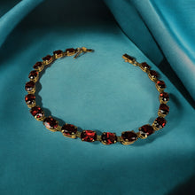 Load image into Gallery viewer, 10k Gold Garnet Tennis Bracelet 7.5" 12 Carat T.W. Natural Oval Red Garnet 4.8g
