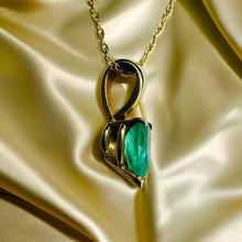 Load image into Gallery viewer, 14k Gold Natural Colombian Emerald Necklace 19" Pear Cut 1/2 CT Solitaire 1.1g