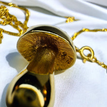 Load image into Gallery viewer, 14k Gold Diamond Mushroom Necklace 16" Vintage Magic Mushroom Charm Pendant 6.6g