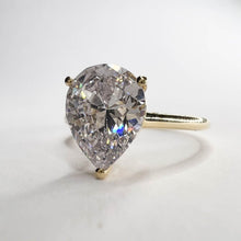 Load image into Gallery viewer, 10k Yellow Gold 4CT Pear Cut Simulated Diamond Engagement Ring Size 7 Wedding Ring Anniversary Gift for Wife Promise Ring For Girlfriend