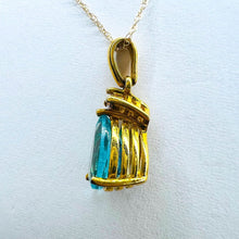 Load image into Gallery viewer, 10k Solid Gold 1.25ct Paraiba Apatite & Diamond Necklace 18" Vintage Luxury 1.5g