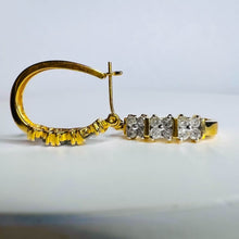 Load image into Gallery viewer, REAL 14k YELLOW GOLD 1.2CTTW 22mm Channel Set NATURAL DIAMOND Hoop Earrings 4.5g