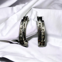 Load image into Gallery viewer, 10k White Gold 1/3 Carat T.W. Diamond Earrings Diamond J Hook Hoops 21mm 3.3g