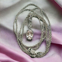 Load image into Gallery viewer, 14k White Gold Natural Pink Morganite Diamond Necklace 18" Oval Cut Twist 1.4g