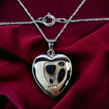 Load image into Gallery viewer, 14k White Gold Heart Photo Locket Necklace Natural Diamond Necklace 18.5" 2.3g