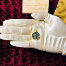 Load image into Gallery viewer, 22k Gold Ancient Roman Coin Necklace 24" Alexandria Egypt Maximianus Tetradrachm Billon Coin 291-292 AD Egyptian Necklace Emperor Caesar Maximianus Gladiator Pendant