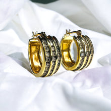 Load image into Gallery viewer, REAL 10k Yellow Gold 1.2CTTW 16mm Channel Set NATURAL DIAMOND Hoop Earrings 5.9g