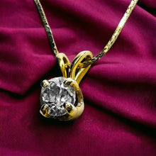 Load image into Gallery viewer, Solid 585 Gold 14k Yellow Gold 1/3ct Solitaire Natural Diamond Necklace 16" April Birthstone Pendant Anniversary Gift for Wife Girlfriend