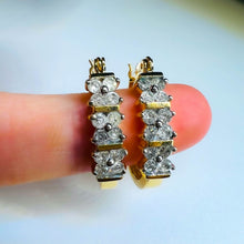 Load image into Gallery viewer, REAL 14k YELLOW GOLD 1.2CTTW 22mm Channel Set NATURAL DIAMOND Hoop Earrings 4.5g