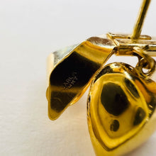 Load image into Gallery viewer, Vintage 14k Yellow Gold Bow and Heart Drop Earrings Solid 585 Gold 19mm 3.1g Christmas Ribbon Anniversary Gift for Wife