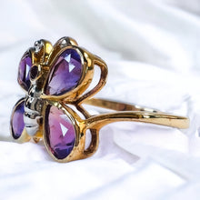 Load image into Gallery viewer, 10k Yellow Gold 1.25ct Natural Amethyst Butterfly Ring Size 7 Amethyst Ring 2.2g