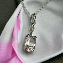 Load image into Gallery viewer, 14k White Gold Natural Pink Morganite Diamond Necklace 18" Oval Cut Twist 1.4g