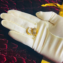 Load image into Gallery viewer, REAL 10k Yellow Gold 1.2CTTW 16mm Channel Set NATURAL DIAMOND Hoop Earrings 5.9g