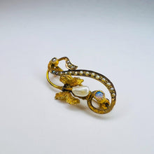 Load image into Gallery viewer, Antique 10k Yellow Gold Baroque Pearl Opal Seed Pearl Brooch Flower 1.5g