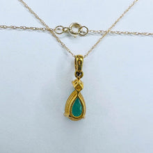 Load image into Gallery viewer, 10k Solid Gold 1.25ct Paraiba Apatite & Diamond Necklace 18" Vintage Luxury 1.5g