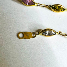 Load image into Gallery viewer, 14k Yellow Gold 3.6mm Multi Colored Gemstone Bracelet 7" REAL GOLD 585 2.4g