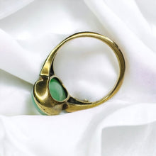 Load image into Gallery viewer, 10k Gold Antique Jadeite Jade Ring Sz 6.75 Victorian Oval Cabochon Ring 4.3g