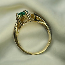 Load image into Gallery viewer, 14k Gold Natural Emerald & Diamond Ring Size 5.75 Marquise Anniversary Gift 3.3g