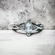 Load image into Gallery viewer, 10k White Gold Aquamarine 1/2 CT T.W. Diamond Engagement Ring Set Twist Sz 7
