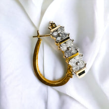Load image into Gallery viewer, REAL 14k YELLOW GOLD 1.2CTTW 22mm Channel Set NATURAL DIAMOND Hoop Earrings 4.5g