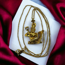 Load image into Gallery viewer, 14k Gold Poseidon Necklace 18" Aquarius Zodiac Charm Pendant Vintage Mermaid 5.1