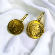 Load image into Gallery viewer, 10k Gold Antique Emperor Maximilian Gold Coin Earrings Emperador Maximiliano 1g