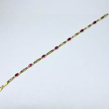 Load image into Gallery viewer, 10k Yellow Gold Natural Ruby Tennis Bracelet 7" Oval Cut Rubies & Diamond 4g