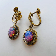 Load image into Gallery viewer, Antique 10k Gold Pink Opal Earrings Victorian Screwback Dangle Claw Prong 2.8g