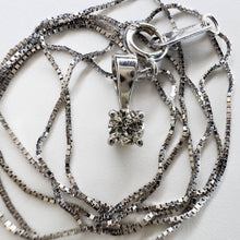 Load image into Gallery viewer, 10k White Gold 1/4ct Solitaire Natural Diamond Necklace 19" Anniversary Gift