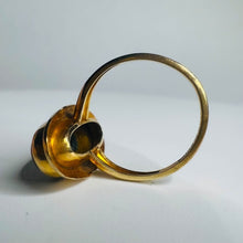 Load image into Gallery viewer, Antique REAL GOLD 10k Yellow Gold Tigers Eye & Old Mine Cut Diamond Ring size 5