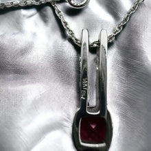 Load image into Gallery viewer, 14k White Gold Natural Pink Tourmaline Diamond Necklace 18" Cushion Cut Bar Set