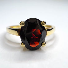 Load image into Gallery viewer, 10k Yellow Gold 2 Carat Garnet Ring Size 9.25 Natural Garnet Solitaire Ring 2g