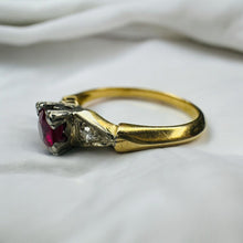 Load image into Gallery viewer, Antique 14k Gold Ruby & Diamond Ring Sz 5.25 Edwardian Engagement Ring Natural Ruby Ring 585 Gold Diamond Ring Wedding Ring July Birthstone
