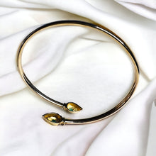 Load image into Gallery viewer, 10k Yellow Gold Natural Emerald & Diamond Bracelet 7" Bypass Flex Bangle 3.6g