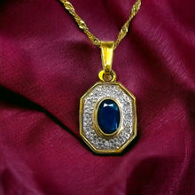 Load image into Gallery viewer, Antique 18k Yellow Gold 1/2ct Natural Sapphire Diamond Necklace 16" French 2.4g