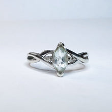 Load image into Gallery viewer, 10k White Gold Aquamarine 1/2 CT T.W. Diamond Engagement Ring Set Twist Sz 7