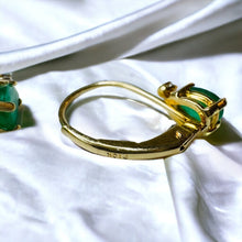 Load image into Gallery viewer, 10k Gold Diamond & Natural Emerald Earrings 1 CTTW Leverback Hoop Earrings 1.2g