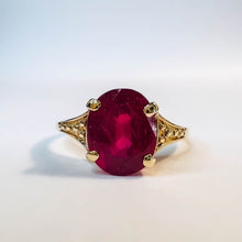 Load image into Gallery viewer, 10k Yellow Gold 2&1/2 CTTW Ruby Ring Size 8.75 Natural Ruby Solitaire Ring 2.4g