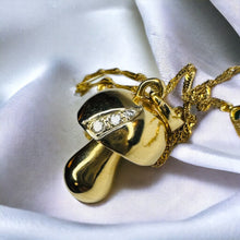 Load image into Gallery viewer, 14k Gold Diamond Mushroom Necklace 16" Vintage Magic Mushroom Charm Pendant 6.6g